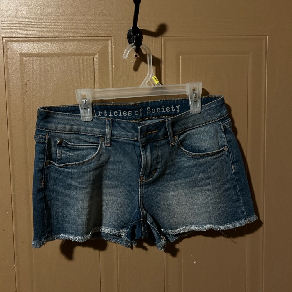 Articles Of Society Distressed Blue Jean Shorts
